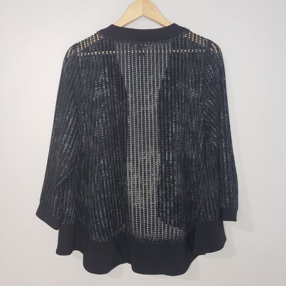 Michael Tyler Medium Black ¾ Sleeve Mesh Cardigan - Picture 5 of 8